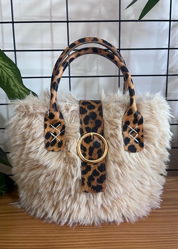 Kürk Detaylı Leopar Desenli Kadın Çanta - Görsel 3