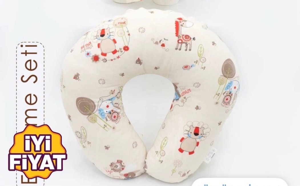 Baskılı Bej Emzirme ve Hamile Yastığı - Görsel 2