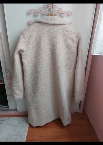 Bej Midi Kadın Peluş Kaban - Görsel 2