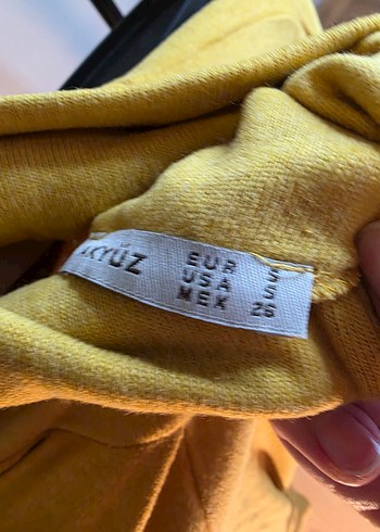 Sarı Balıkçı Yaka Uzun Kollu Salaş Kazak - Görsel 3