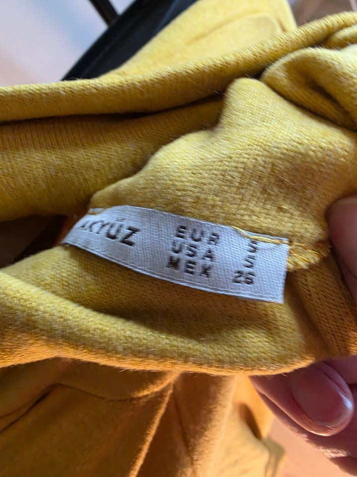 Sarı Balıkçı Yaka Uzun Kollu Salaş Kazak - Görsel 3