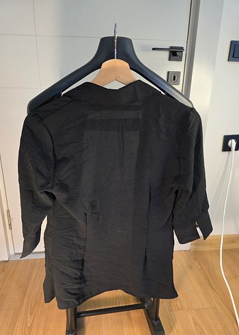 Düğmeli Siyah Kadın Gömlek - Görsel 3