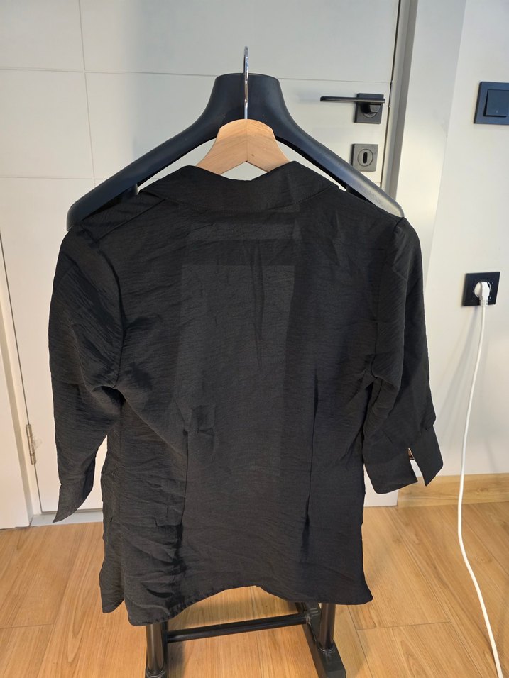 Düğmeli Siyah  Kadın Gömlek - Görsel 3