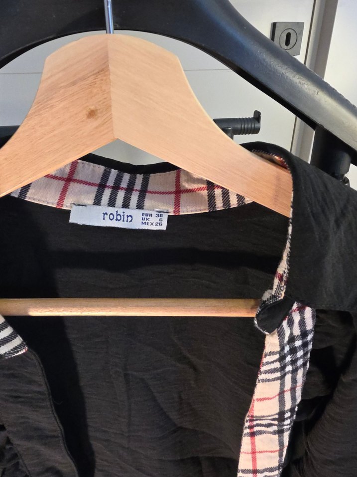 Düğmeli Siyah  Kadın Gömlek - Görsel 2