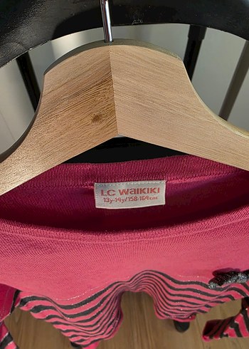 Kız Çocuk Pembe Gri Çizgili İnce Triko Kazak - Görsel 2