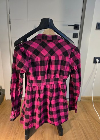 Pembe Ekose Desenli Uzun Kollu Kadın Gömlek - Görsel 3