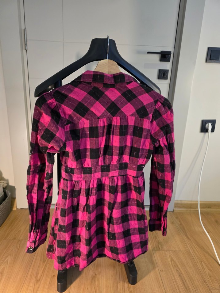 Pembe Ekose Desenli Uzun Kollu Kadın Gömlek - Görsel 3