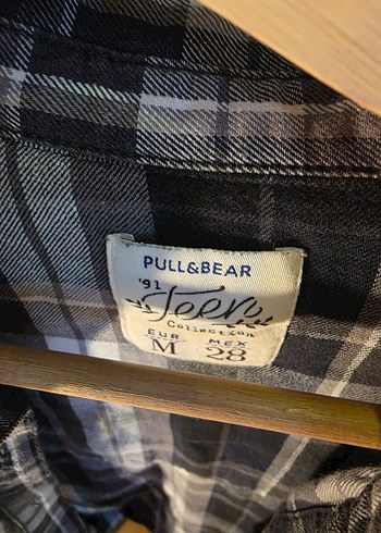 Gri Ekoseli Uzun Kollu Gömlek Pull and Bear - Görsel 3