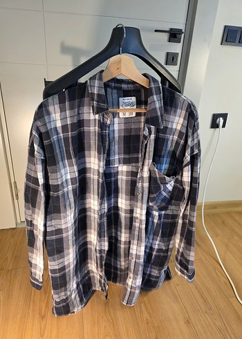 Gri Ekoseli Uzun Kollu Gömlek Pull and Bear - Görsel 2