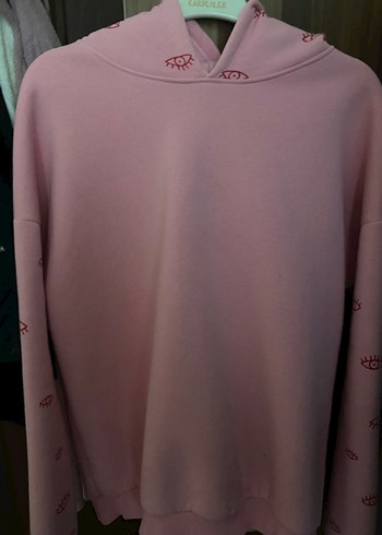 Defacto Pembe Kapüşonlu Baskılı Salaş Sweatshirt