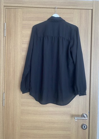 H&M Siyah Kadın Gömlek, Uzun Kollu, Düğmeli