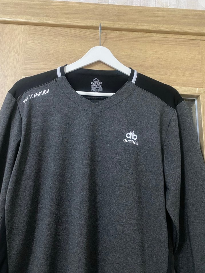 Dumbel marka Erkek Gri Uzun Kollu Spor Tişört - Görsel 5