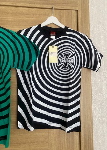 s Beden Sıfır Independent Marka Spiral Desenli Unisex Tişört