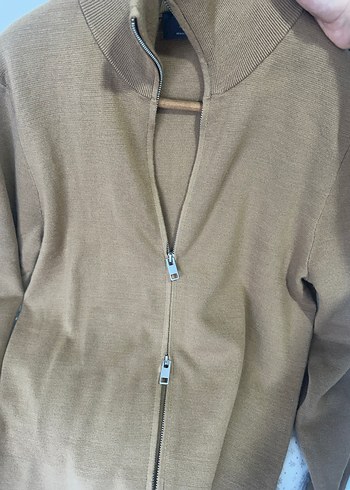 Bej Fermuarlı Yün Erkek Kazak - Görsel 3