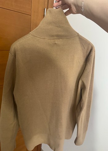 Bej Fermuarlı Yün Erkek Kazak - Görsel 2