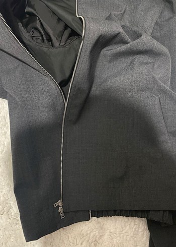 Gri Erkek Midi Boy Fermuarlı Ceket - Görsel 4