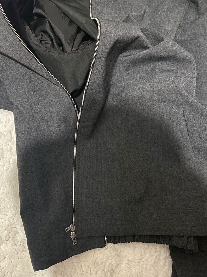 Gri Erkek Midi Boy Fermuarlı Ceket - Görsel 4