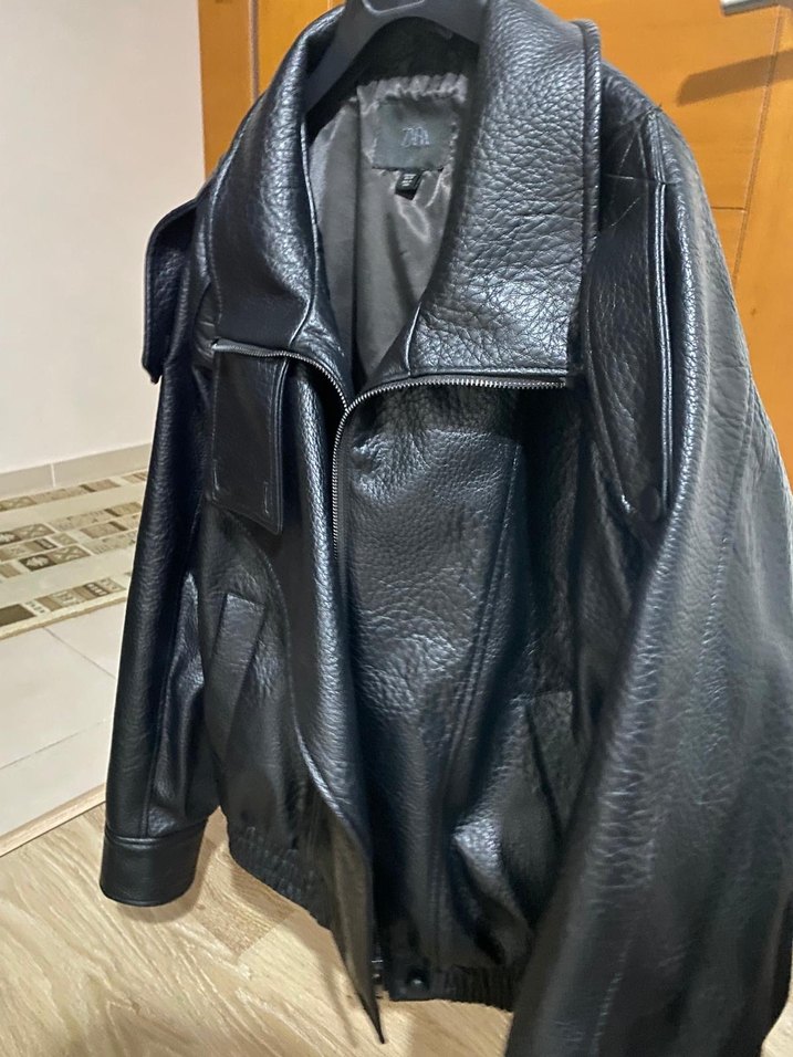 Siyah Kadın Deri Biker Ceket - Görsel 3