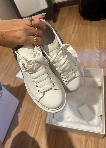 McQueen Oversize Beyaz Silver Kadın Deri Sneaker - Görsel 3