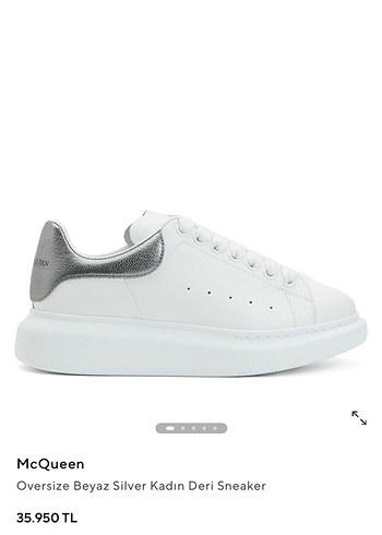 McQueen Oversize Beyaz Silver Kadın Deri Sneaker