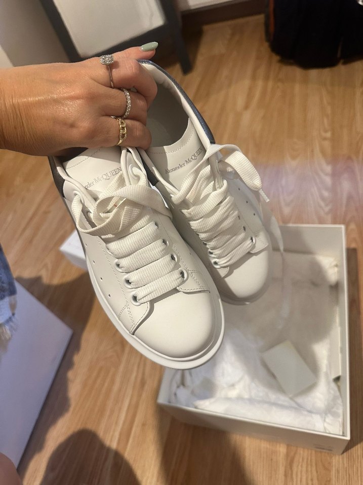 McQueen Oversize Beyaz Silver Kadın Deri Sneaker - Görsel 3