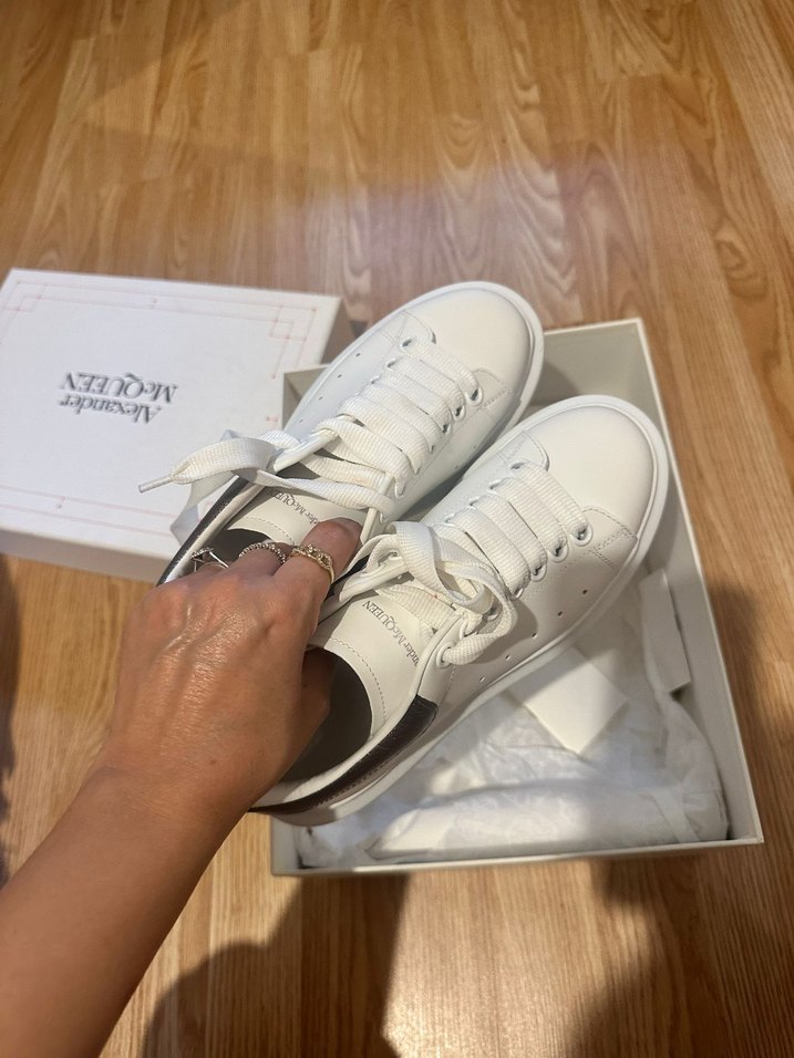 McQueen Oversize Beyaz Silver Kadın Deri Sneaker - Görsel 2