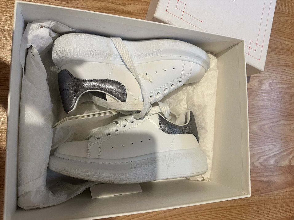 McQueen Oversize Beyaz Silver Kadın Deri Sneaker - Görsel 4