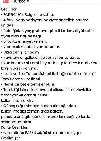 9- 36 kg Beden gri Renk Oto koltuğu
