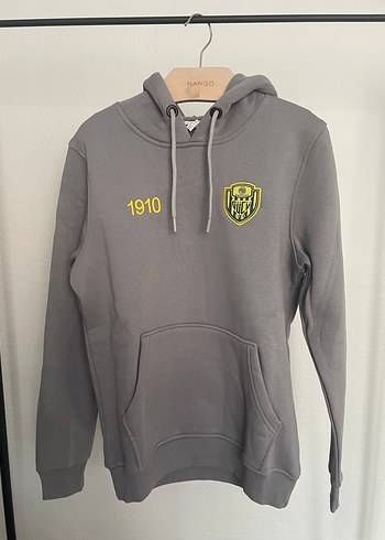 Gri Kapüşonlu Nakışlı Sweatshırt - Görsel 5