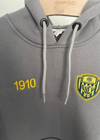 Gri Kapüşonlu Nakışlı Sweatshırt - Görsel 6