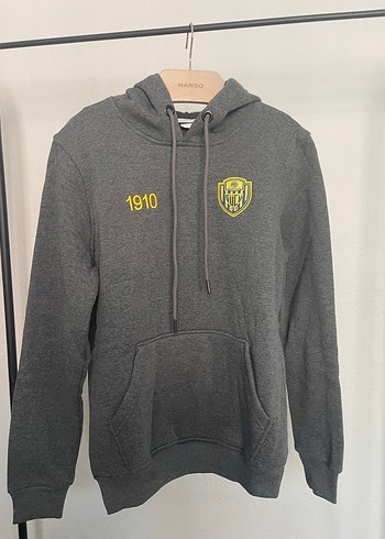 Gri Kapüşonlu Nakışlı Sweatshırt - Görsel 8