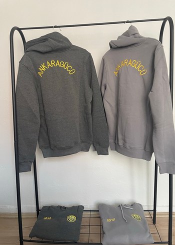 Gri Kapüşonlu Nakışlı Sweatshırt - Görsel 3