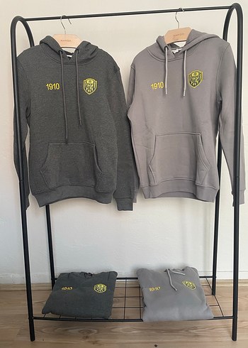 Gri Kapüşonlu Nakışlı Sweatshırt - Görsel 2