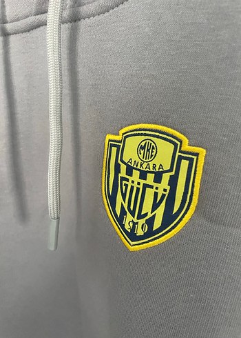 Gri Kapüşonlu Nakışlı Sweatshırt - Görsel 7