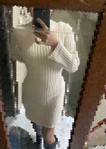 Bej Triko Kazak Elbise - Görsel 2