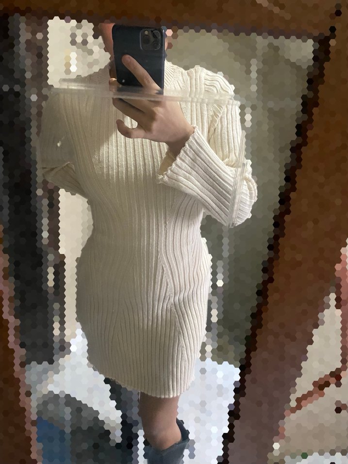 Bej Triko Kazak Elbise - Görsel 2