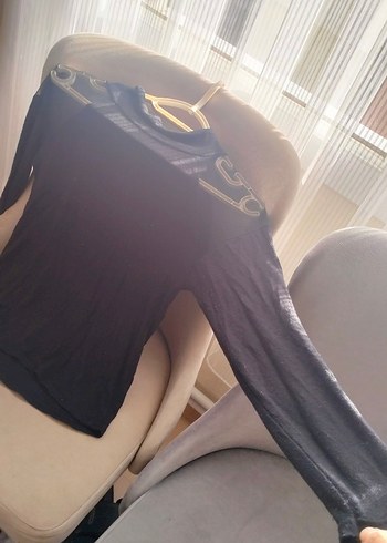 Kısa Kollu Siyah Fitted Gotik Bluz - Görsel 5