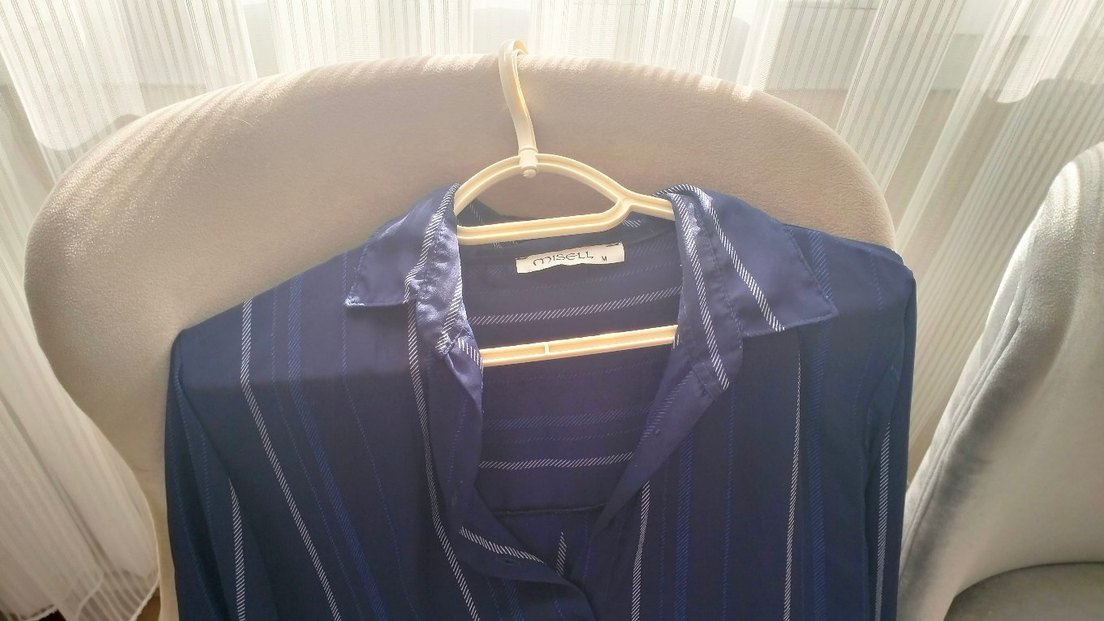 Lacivert Düğmeli Uzun Kollu Kadın Gömlek - Görsel 3