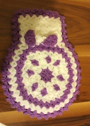 Mor Beyaz Örgü Banyo Süngeri - Görsel 2