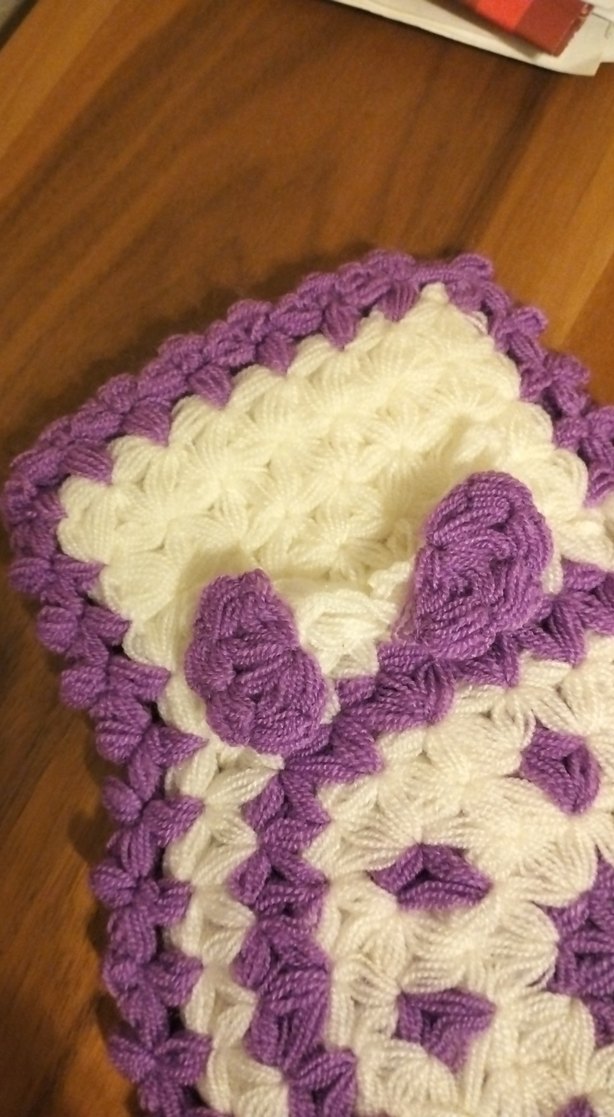 Mor Beyaz Örgü Banyo Süngeri - Görsel 3