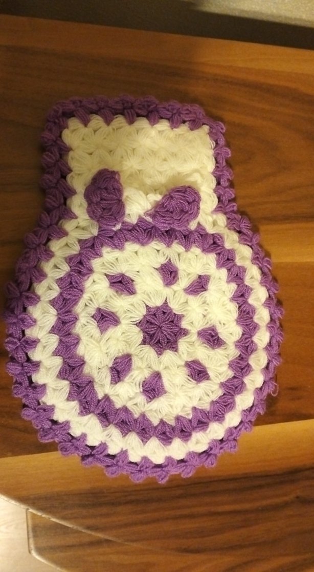 Mor Beyaz Örgü Banyo Süngeri - Görsel 2