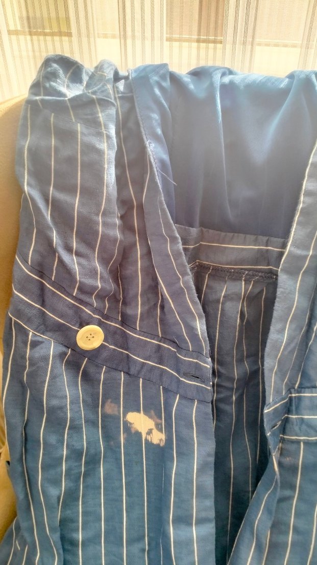 Düğmeli Uzun Keten Kadın Elbise - Görsel 4