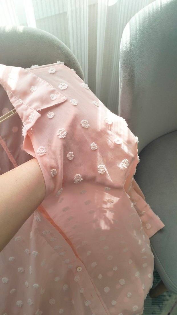 Düğmeli Pembe Uzun Kollu Midi Keten Gömlek - Görsel 4