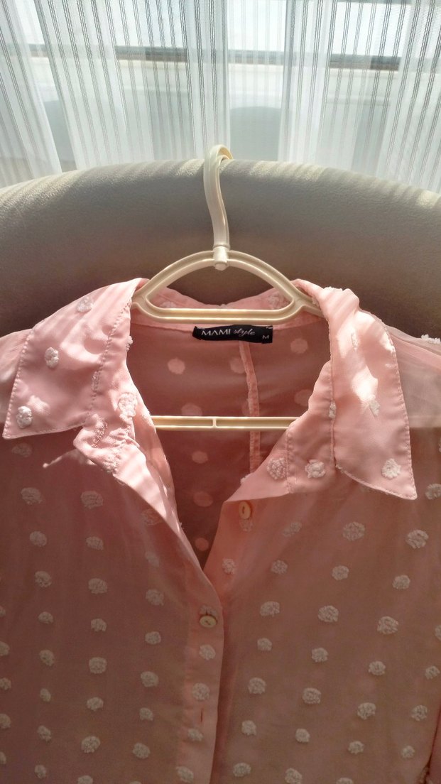 Düğmeli Pembe Uzun Kollu Midi Keten Gömlek - Görsel 5