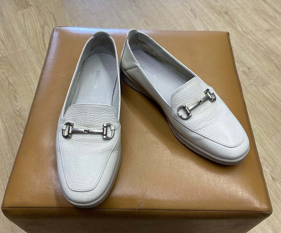 Tokalı Beyaz Deri Kadın Babet GRAYDER marka - Görsel 5