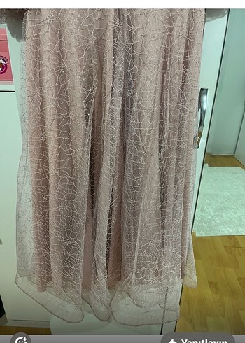 Dantel Detaylı Pudra Midi söz Nişan Elbisesi - Görsel 5