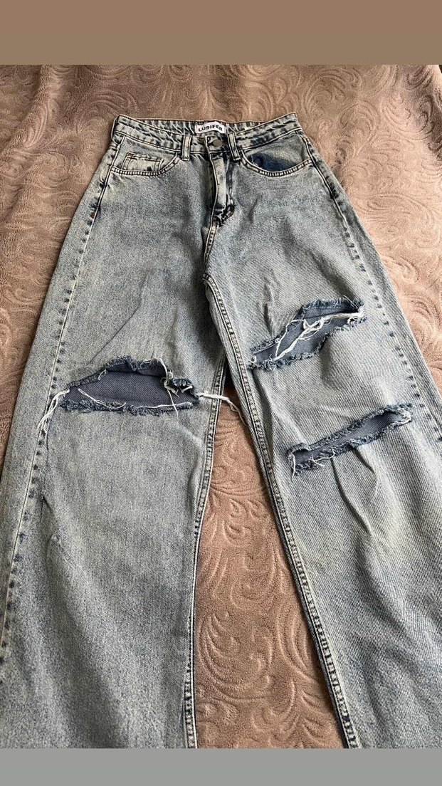 Gri Kadın Bol Kesim Midi Jean - Görsel 2