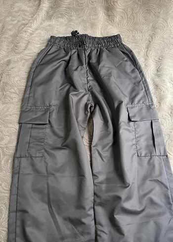Gri Rahat Kesim Kadın paraşüt Pantolon - Görsel 2