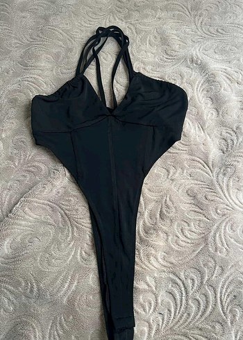 Siyah Fermuarlı Strappy Kadın mayo - Görsel 2