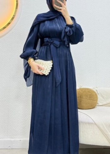 Lacivert Uzun Kollu Bohem Kadın Asya abiye - Görsel 2